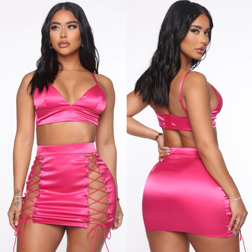 Fashion Nova Hot Pink Skirt Set